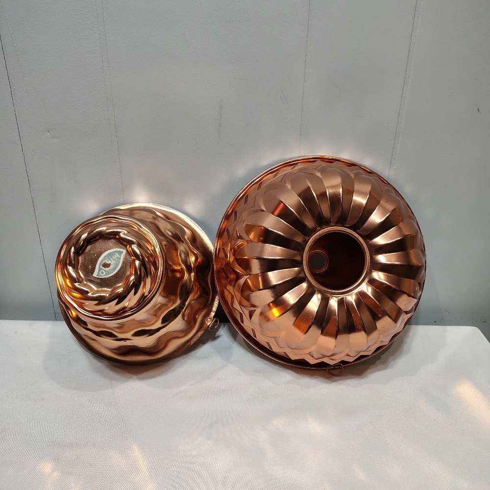 Copper Cake Molds Set of‎ 2 Jello Mold Vintage Farmhouse Country Decor